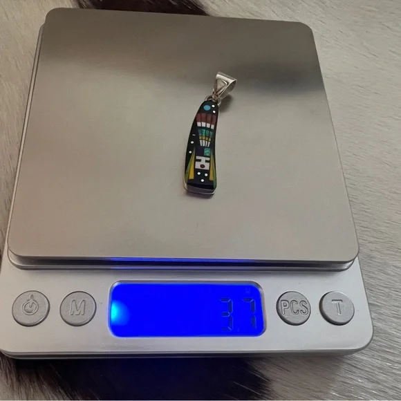 ❤️ Signed “RD” Native Zuni Inlaid Galaxy Sterling Kachina Cosmic Pendant 1.71”L - Picture 9 of 14